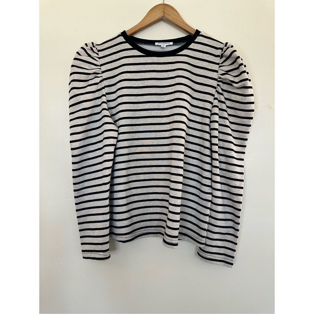 🌸 Anniwear Size XL Black and Beige Stripe Long Sleeve Top Size XL - Picture 3 of 6